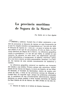 La Provincia Marítima De Segura De La Sierra "