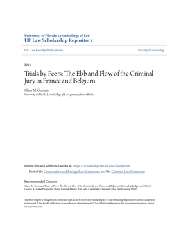 The Ebb and Flow of the Criminal Jury in France and Belgium