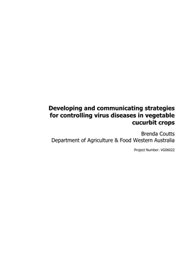 Developing and Communicating Strategies for Controlling Virus Diseases in Vegetable Cucurbit Crops