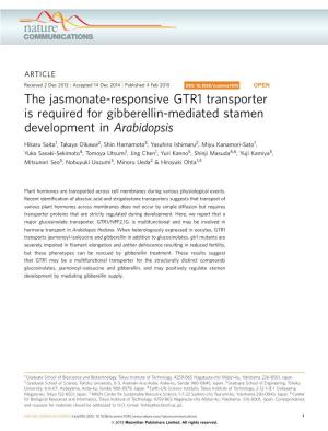 The Jasmonate-Responsive GTR1 Transporter Is Required for Gibberellin-Mediated Stamen Development in Arabidopsis