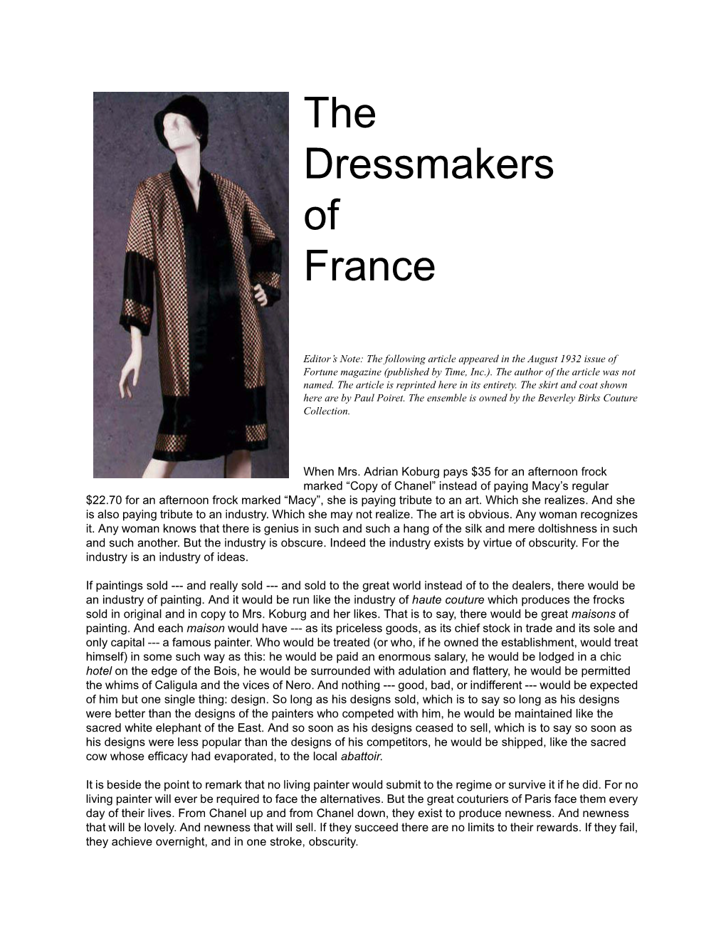 The Dressmakers of France