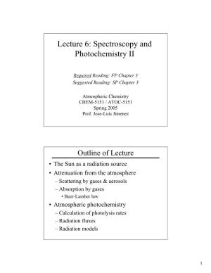 Lecture 6: Spectroscopy and Photochemistry II