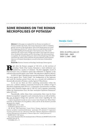 Some Remarks on the Roman Necropolises of Potaissa1