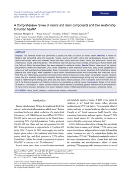 A Comprehensive Review of Raisins and Raisin Components and Their Relationship to Human Health*