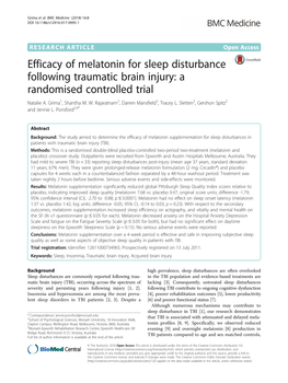 Efficacy of Melatonin for Sleep Disturbance Following Traumatic Brain Injury: a Randomised Controlled Trial Natalie A