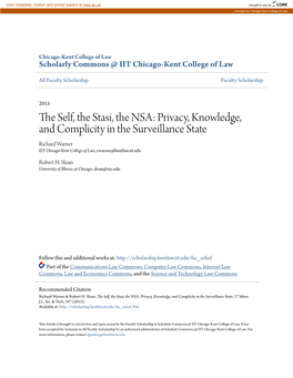 The Self, the Stasi, the NSA: Privacy, Knowledge, and Complicity in the Surveillance State, 17 Minn