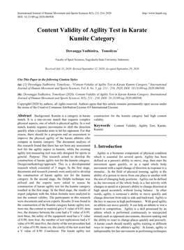 Content Validity of Agility Test in Karate Kumite Category