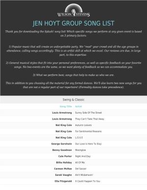 Jen Hoyt Group Song List