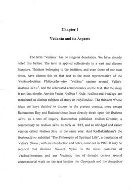 Chapter I Vedanta and Its Aspects