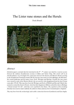 The Lister Rune Stones and the Heruls Troels Brandt