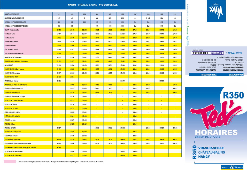 Horairesédition 01/01/2016 CHÂTEAU SALINS Mairie 8H29 13H38 13H26 16H24 17H23 18H00 18H54 18H54 19H25 20H24