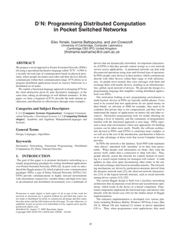 Programming Distributed Computation in Pocket Switched Networks