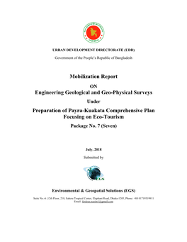 Mobilization Report on Engineering Geological and Geo-Physical Surveys Under Preparation of Payra-Kuakata Comprehensive Plan Focusing on Eco-Tourism