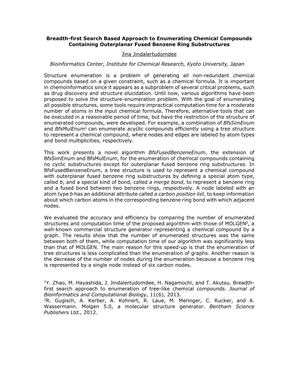 Breadth-First Search Based Approach to Enumerating Chemical Compounds Containing Outerplanar Fused Benzene Ring Substructures