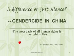 Gendercide in China