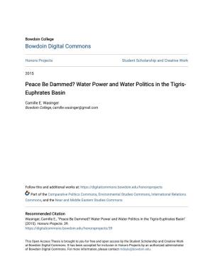 Water Power and Water Politics in the Tigris-Euphrates Basin" (2015)