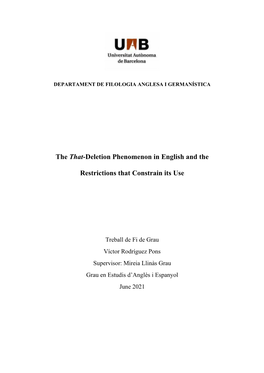 The That-Deletion Phenomenon in English and the Restrictions That