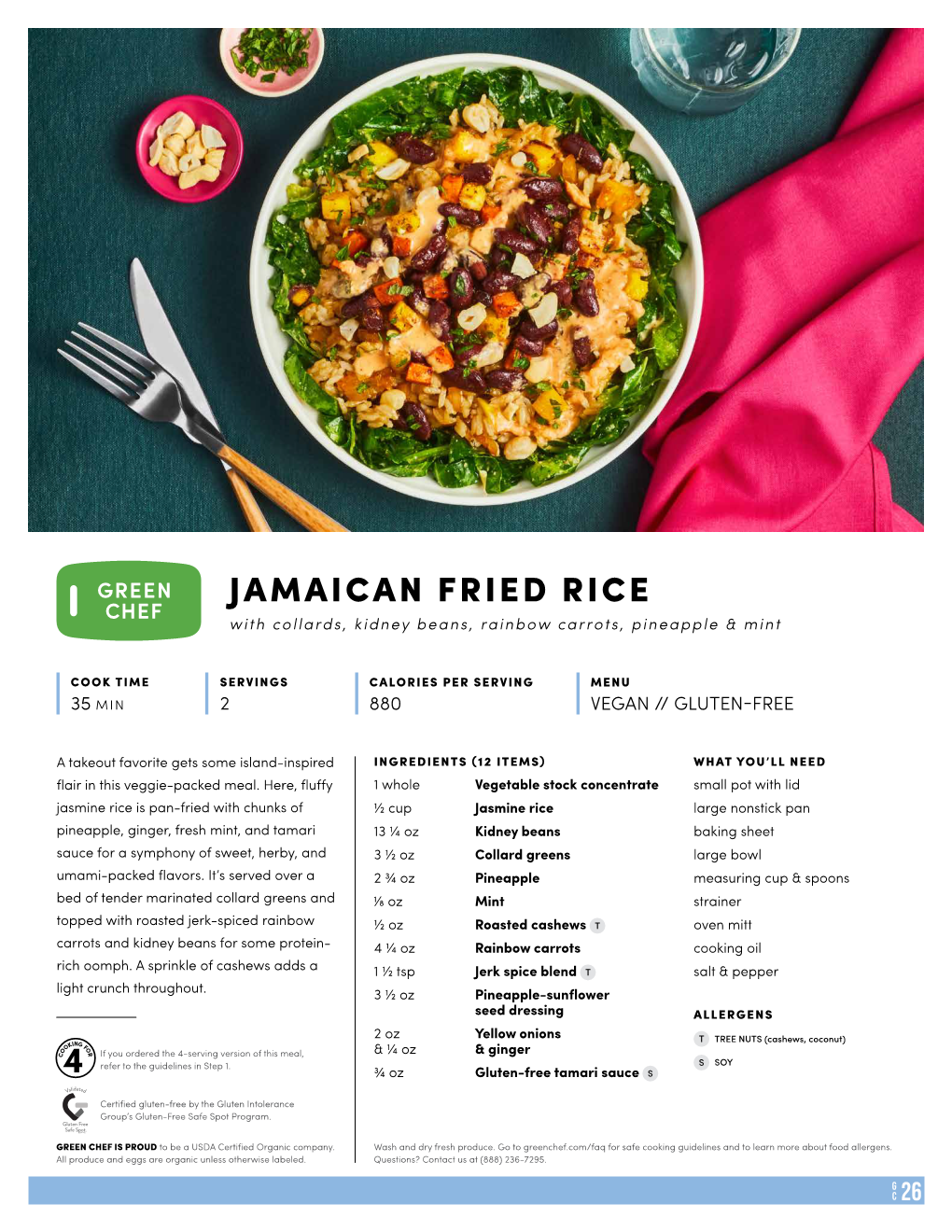 JAMAICAN FRIED RICE with Collards, Kidney Beans, Rainbow Carrots, Pineapple & Mint