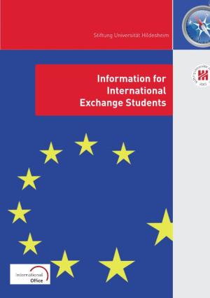 Information for International Exchange Students Information for International Exchange Students