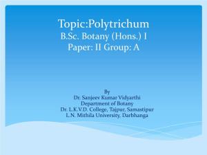 Topic:Polytrichum B.Sc. Botany (Hons.) I Paper: II Group: A