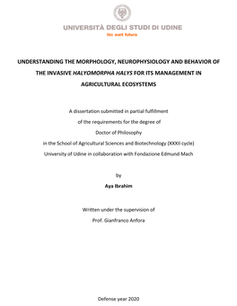 Understanding the Morphology, Neurophysiology and Behavior of the Invasive Halyomorpha Halys for Its Management in Agricultural Ecosystems