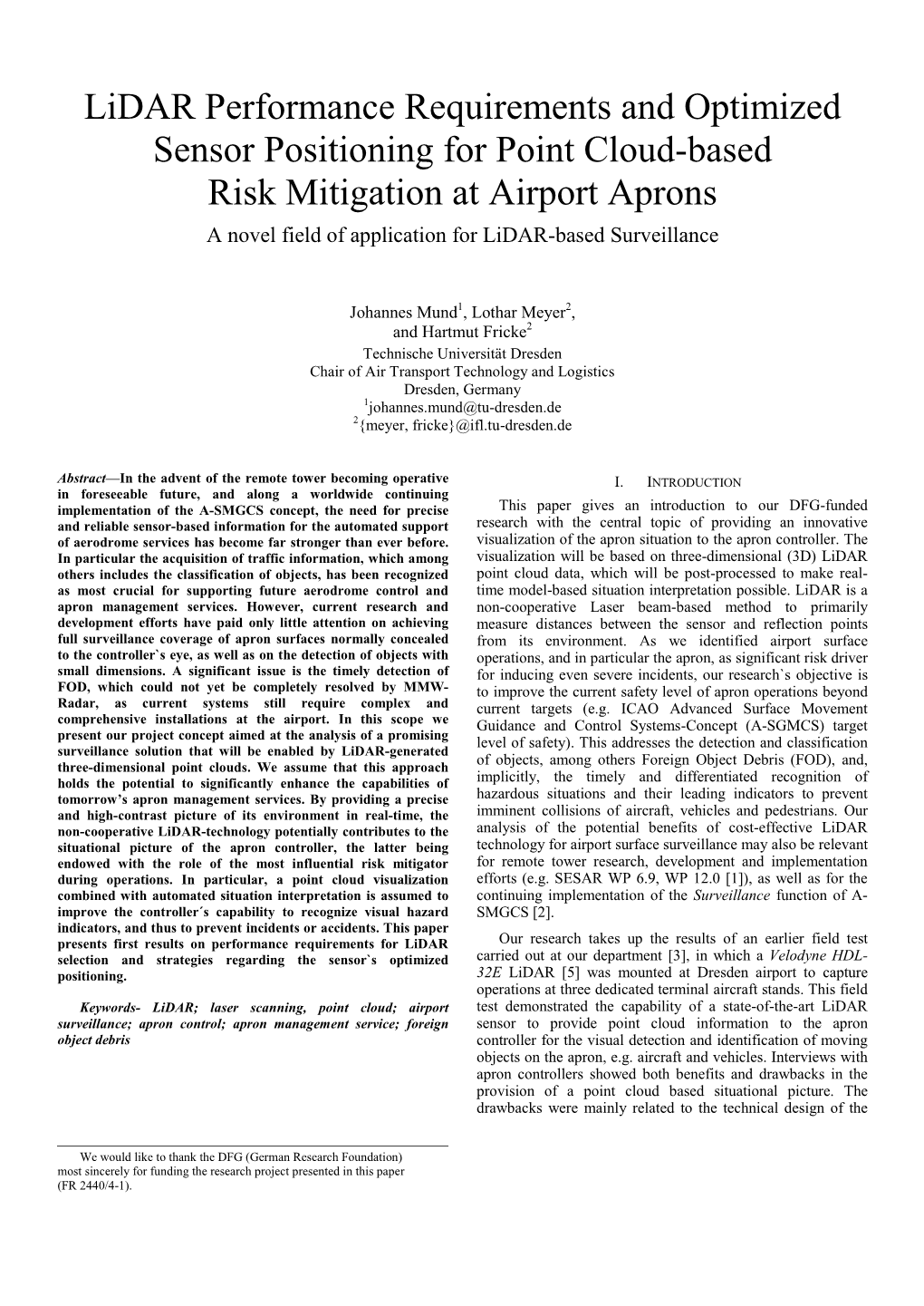 Lidar Performance Requirements and Optimized Sensor