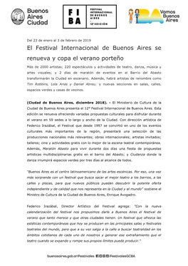 El Festival Internacional De Buenos Aires Se Renueva Y Copa El Verano Porteño