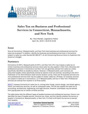 Sales Tax on Business and Professional Services in Connecticut, Massachusetts, and New York
