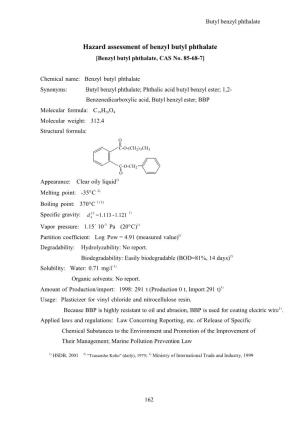 Hazard Assessment of Benzyl Butyl Phthalate [Benzyl Butyl Phthalate, CAS No