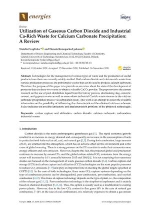 Utilization of Gaseous Carbon Dioxide and Industrial Ca-Rich Waste for Calcium Carbonate Precipitation: a Review