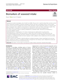 Biomarkers of Seaweed Intake Muyao Xi* and Lars O