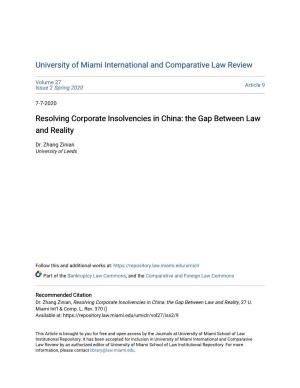 Resolving Corporate Insolvencies in China: the Gap Between Law and Reality