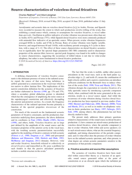 Source Characteristics of Voiceless Dorsal Fricatives