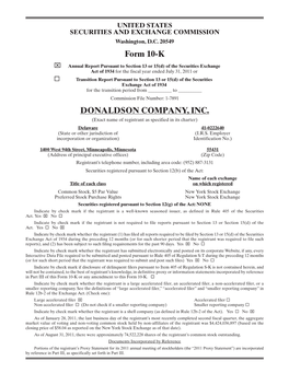 Form 10-K DONALDSON COMPANY, INC