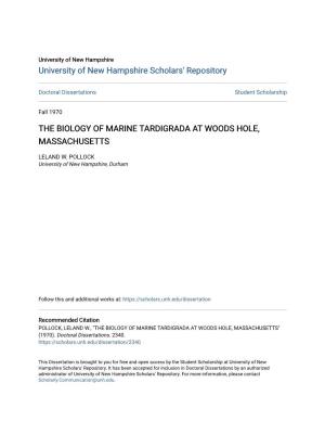 The Biology of Marine Tardigrada at Woods Hole, Massachusetts