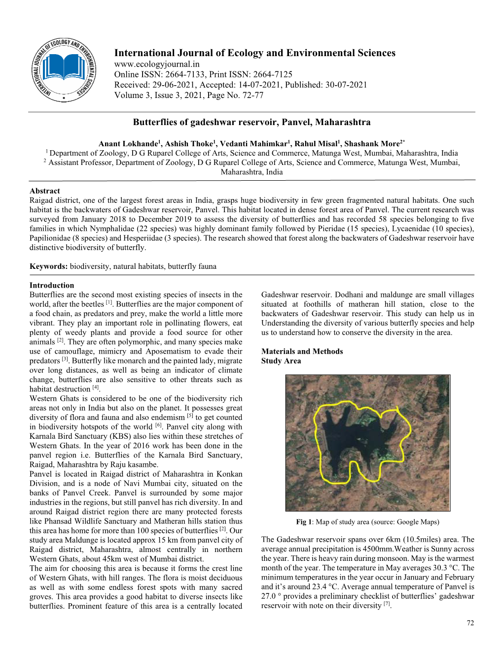 International Journal of Ecology and Environmental Sciences Online ISSN: 2664-7133, Print ISSN: 2664-7125