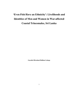 'Even Fish Have an Ethnicity': Livelihoods and Identities of Men and Women in War-Affected Coastal Trincomalee, Sri Lanka