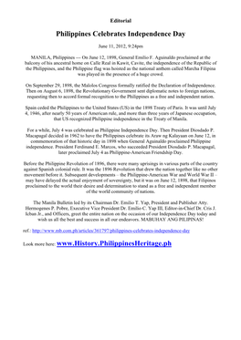 Philippines Celebrates Independence Day