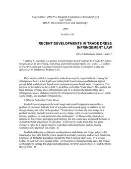 Recent Developments in Trade Dress Infringement Law