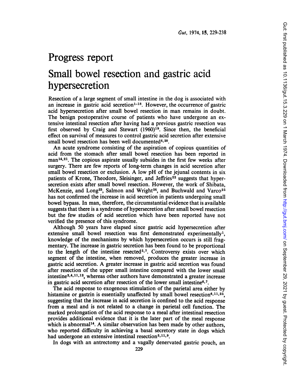 Progress Report Small Bowel Resection and Gastric Acid Hypersecretion