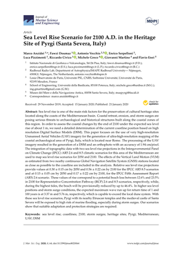 Sea Level Rise Scenario for 2100 A.D. in the Heritage Site of Pyrgi (Santa Severa, Italy)