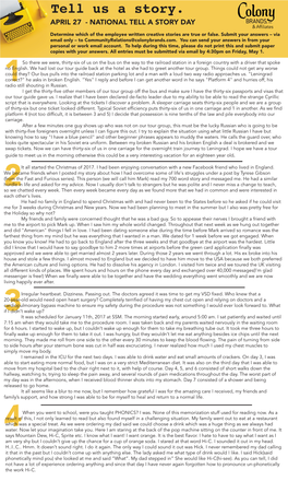Tell Us a Story. APRIL 27 - NATIONAL TELL a STORY DAY & Affiliates Determine Which of the Employee Written Creative Stories Are True Or False