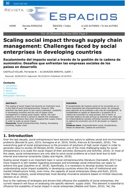Scaling Social Impact Through Supply Chain Management: Challenges Faced by Social Enterprises in Developing Countries
