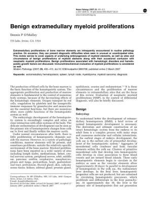 Benign Extramedullary Myeloid Proliferations