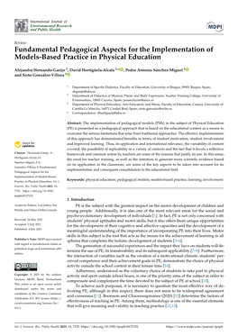 Fundamental Pedagogical Aspects for the Implementation of Models-Based Practice in Physical Education