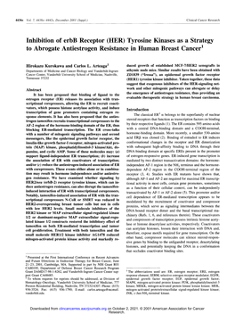Tyrosine Kinases As a Strategy to Abrogate Antiestrogen Resistance in Human Breast Cancer 1