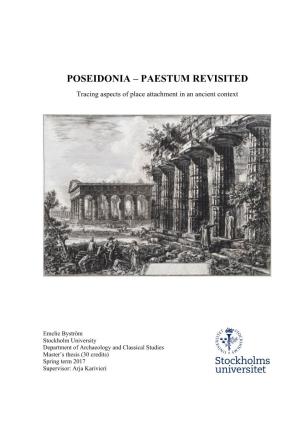 POSEIDONIA – PAESTUM REVISITED Tracing Aspects of Place Attachment in an Ancient Context