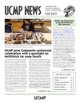UCMP Joins Campanile Centennial Celebration with a Spotlight on Mckittrick Tar Seep Fossils FEB 2015