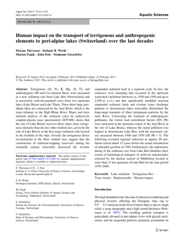 Human Impact on the Transport of Terrigenous and Anthropogenic Elements to Peri-Alpine Lakes (Switzerland) Over the Last Decades