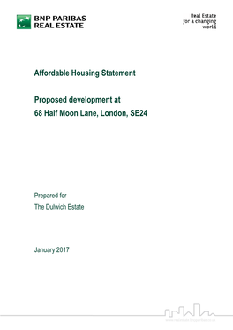 Affordable Housing Statement Proposed Development at 68 Half